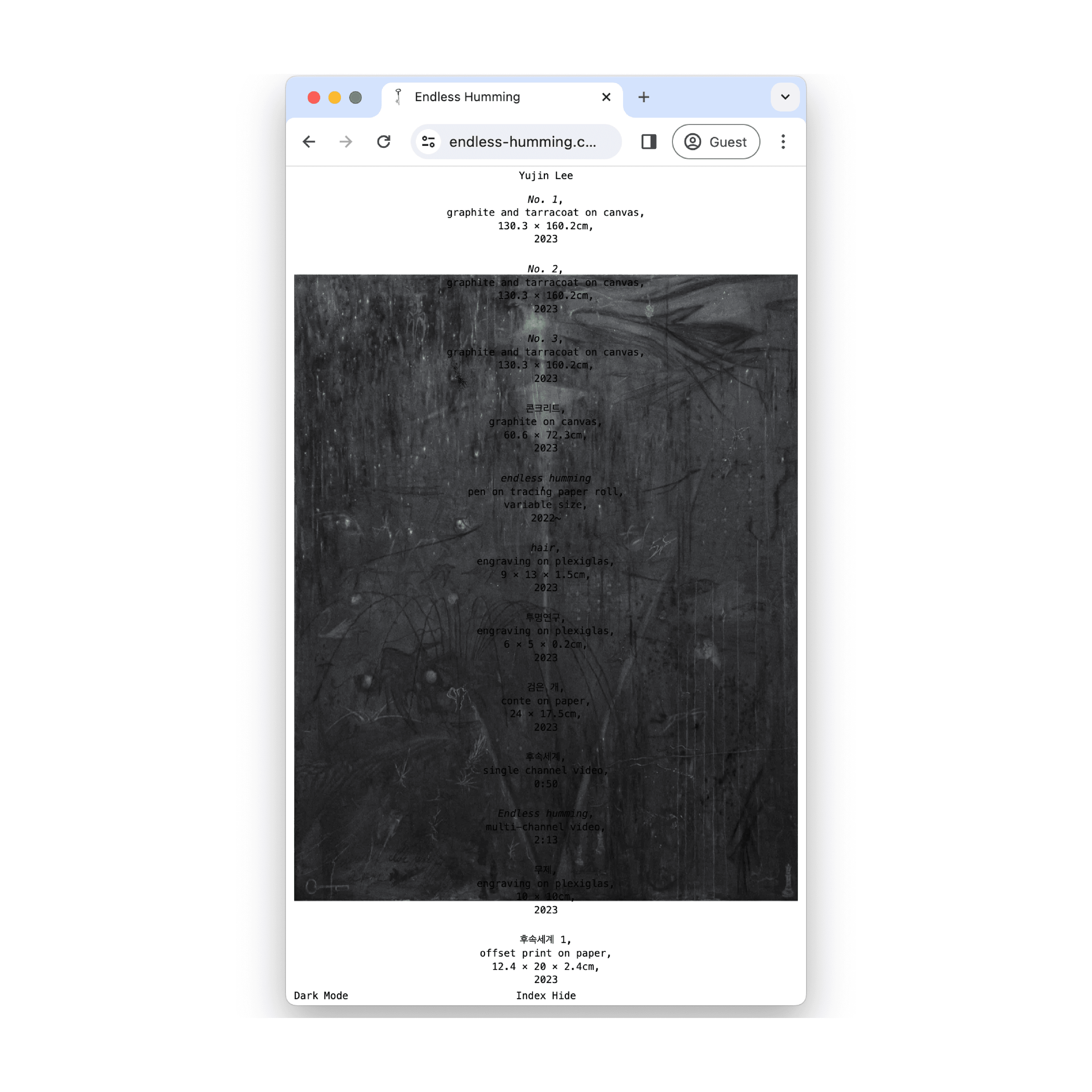 Endless Humming, Artist Yujin Lee Official Website, Website