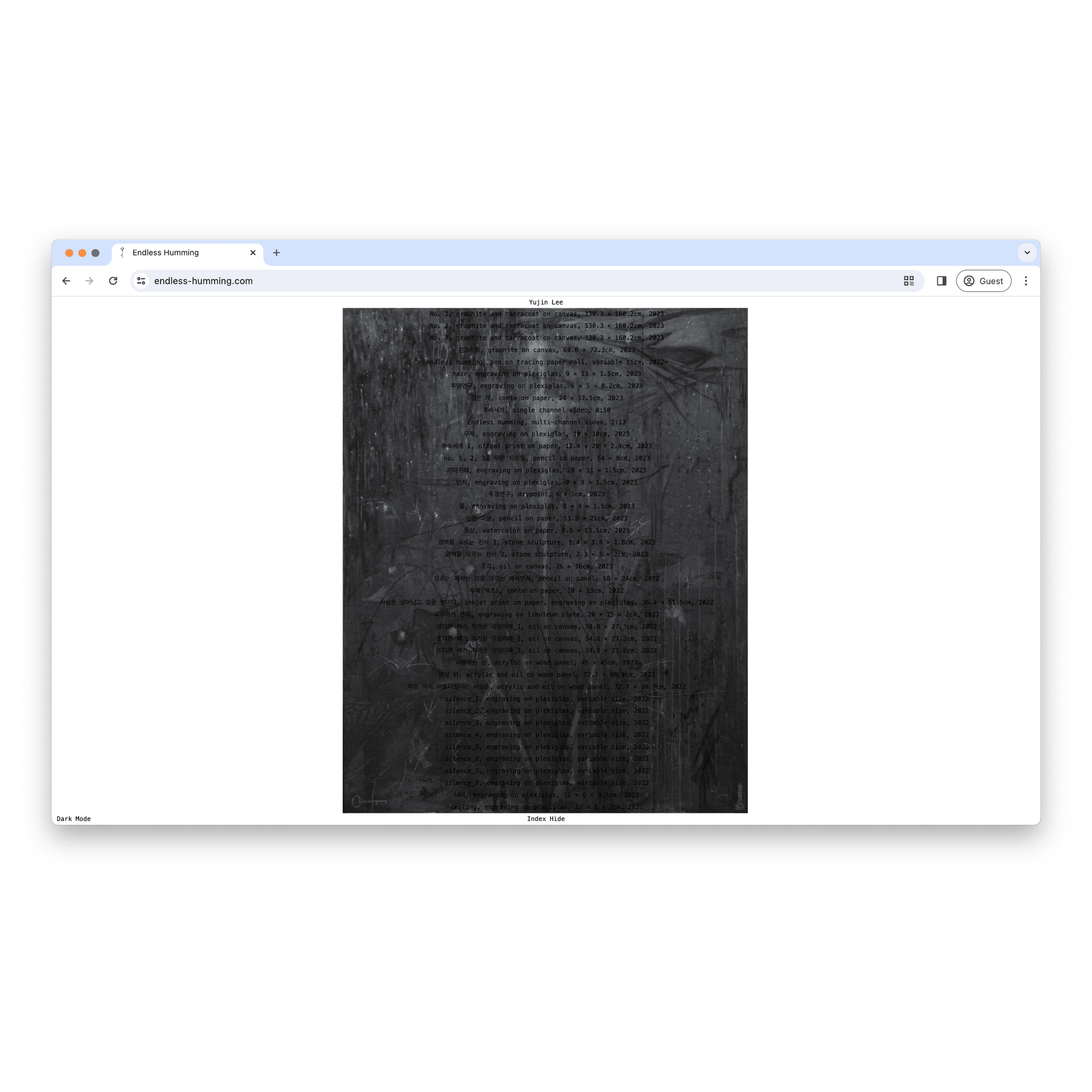 Endless Humming, Artist Yujin Lee Official Website, Website